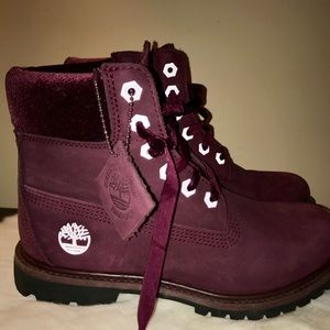 Burgundy Timberland boots